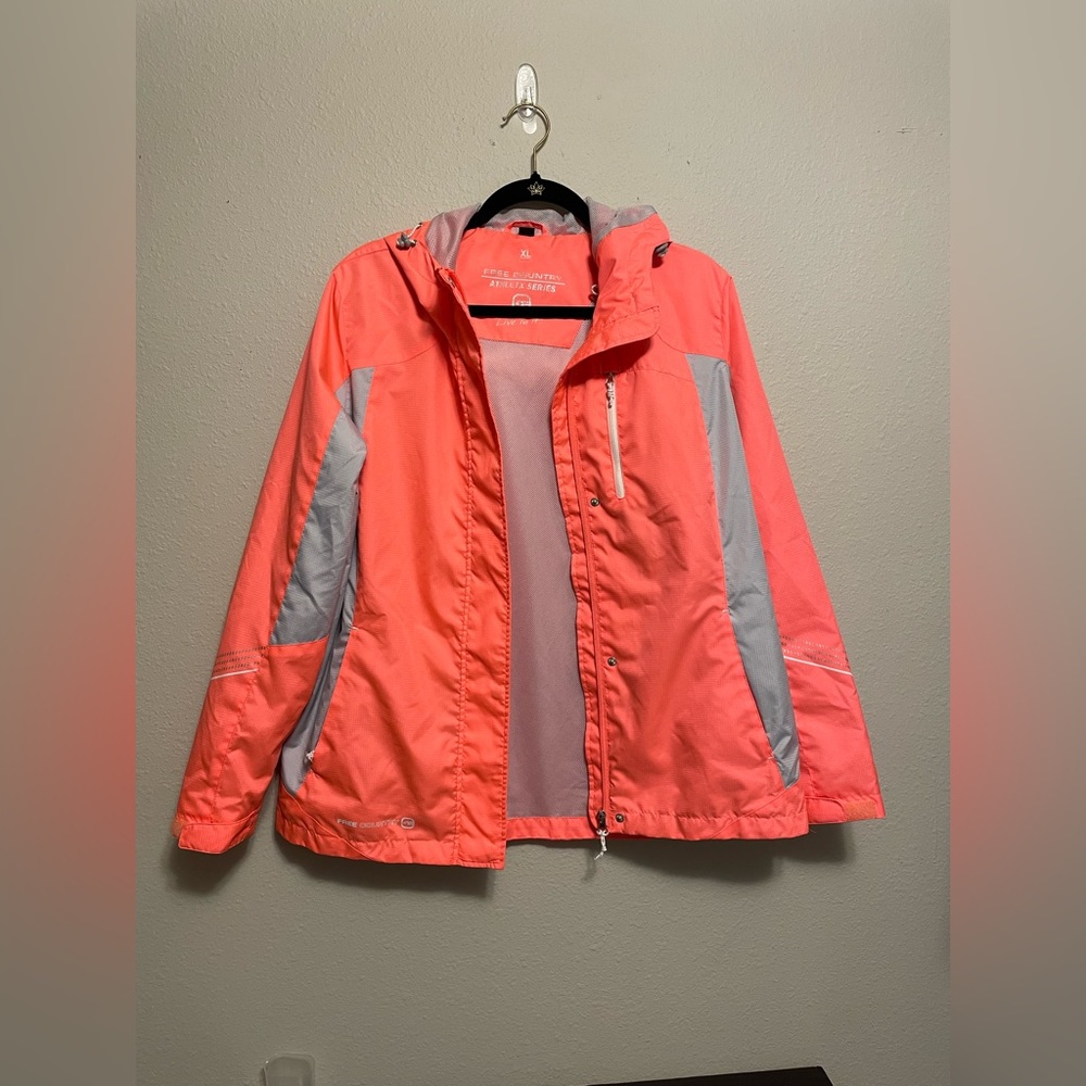 Free Country Windbreaker Rain Jacket- Papaya- XL